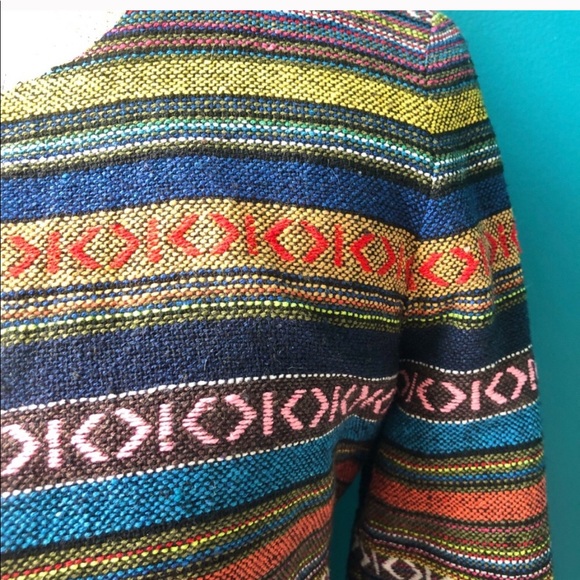 Anthro Pleione Aztec Print Short Sleeve Tie Top - Picture 3 of 7